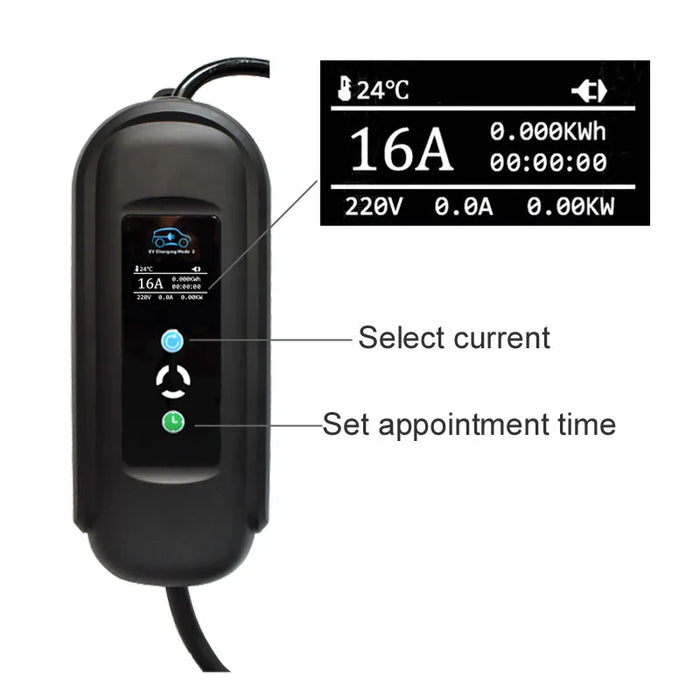 Ev Charging Stations EVSE Wallbox Level 2 Electric Car Charger 11KW 16A 3 Phase Iec 62196 Type 2 5M Cable
