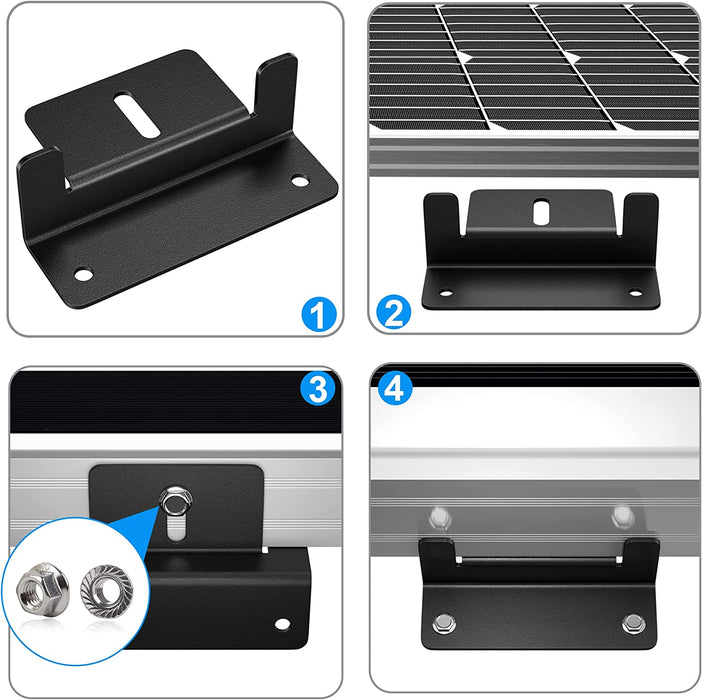 Solar Panel Mounting Bracket Aluminum Solar Panel Z Brackets Roof Solar Panel Bracket for RV, Boat, Wall, Caravans, Yacht and Other off Gird Installation, Set of 4 Units, Black