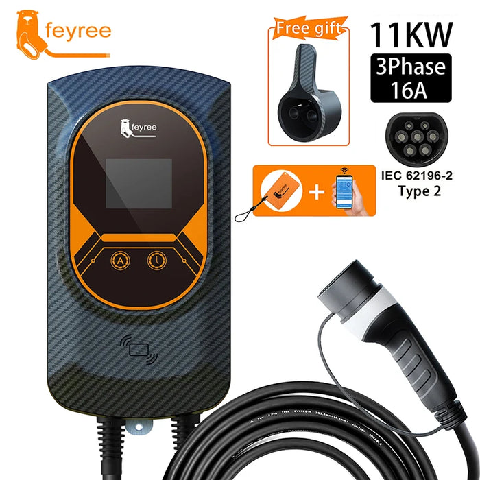 EV Charging Station 32A Electric Vehicle Car Charger EVSE Wallbox Wallmount 7.6/11/22KW Type2 Cable IEC62196 APP Control