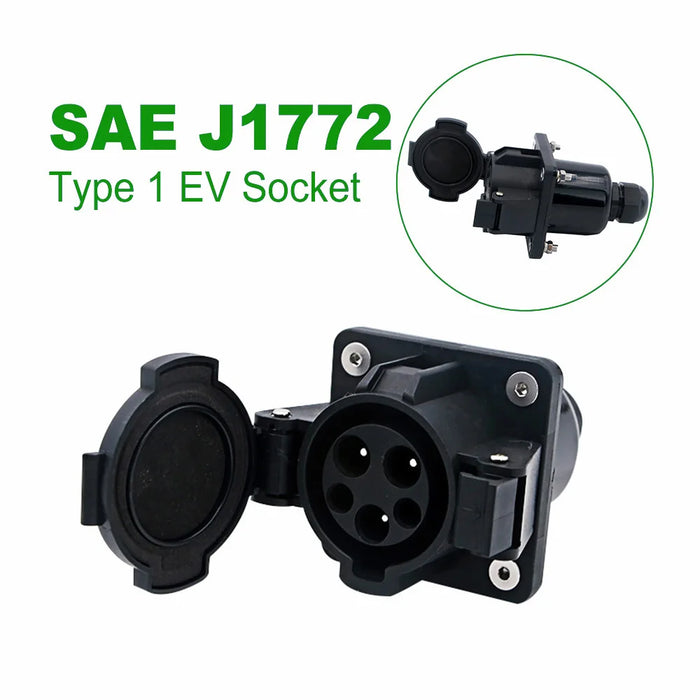 ISIGMA EV Charger Socket 32A 7.2KW 40A 9.2KW Type 1 SAE J1772 Socket Outlet Male Fixing Electric Vehicle Charging