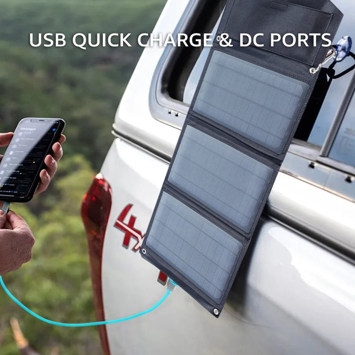 Portable Foldable Solar Panel 30W 22W 15W Charger Power Bank Rechargeable Battery Dual USB 5V Camping for Moblie Phone Charge