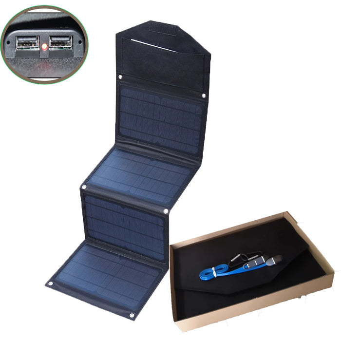 Portable Foldable Solar Panel 30W 22W 15W Charger Power Bank Rechargeable Battery Dual USB 5V Camping for Moblie Phone Charge