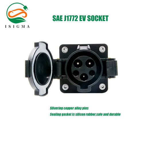 ISIGMA EV Charger Socket 32A 7.2KW 40A 9.2KW Type 1 SAE J1772 Socket Outlet Male Fixing Electric Vehicle Charging
