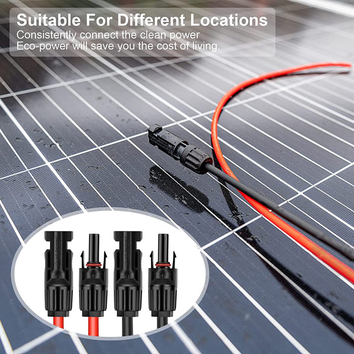 Twin Wire Solar Panel Extension Cable - 30Ft 10Awg(6Mm²) Solar Extension Cable with Female and Male Connector, Solar Panel Wire Adapter for Home, Shop and RV Solar Panels (10AWG 30FT)