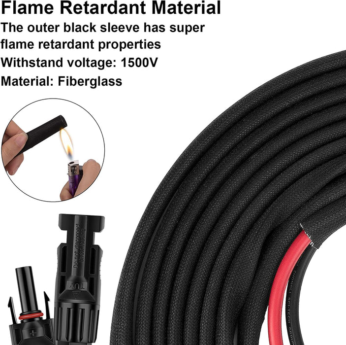 Twin Wire Solar Panel Extension Cable - 30Ft 10Awg(6Mm²) Solar Extension Cable with Female and Male Connector, Solar Panel Wire Adapter for Home, Shop and RV Solar Panels (10AWG 30FT)